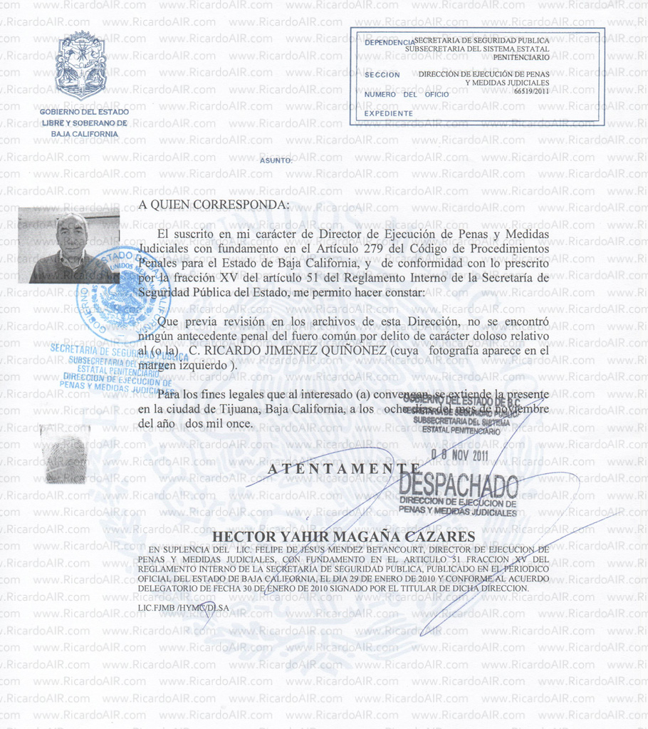 No Antecedentes Penales